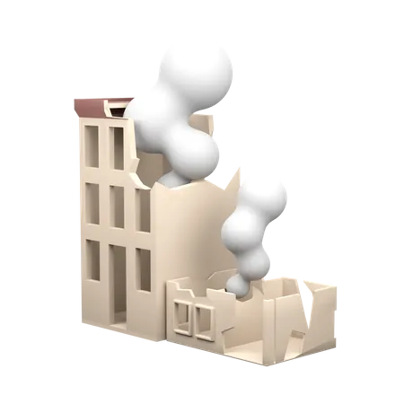 Destroyed Building  3D Icon