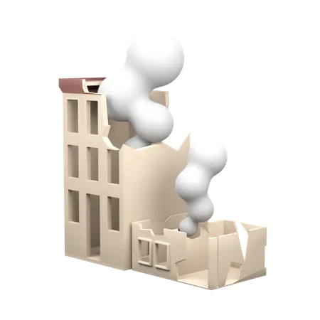 Destroyed Building 3D Icon