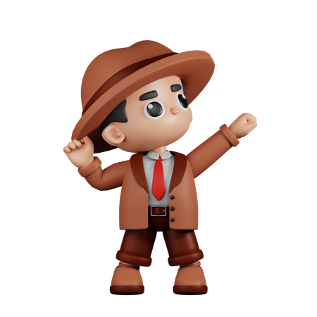 Detective luciendo victorioso  3D Illustration