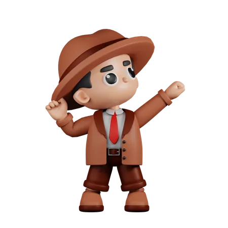 Detective luciendo victorioso  3D Illustration