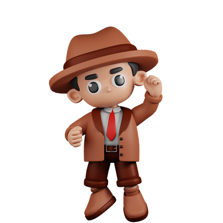 Detective con felicidades  3D Illustration