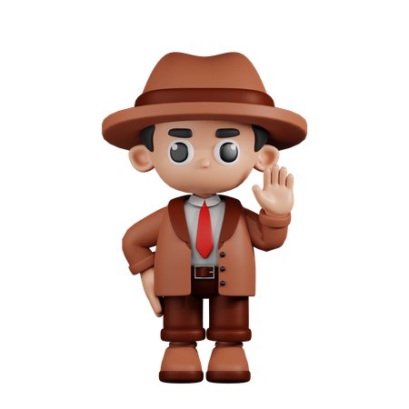 Detective con las manos arriba  3D Illustration