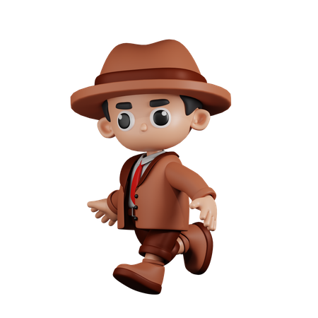 Detective corriendo  3D Illustration