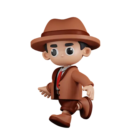 Detective corriendo  3D Illustration