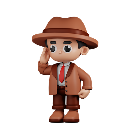 Detective dando saludo  3D Illustration