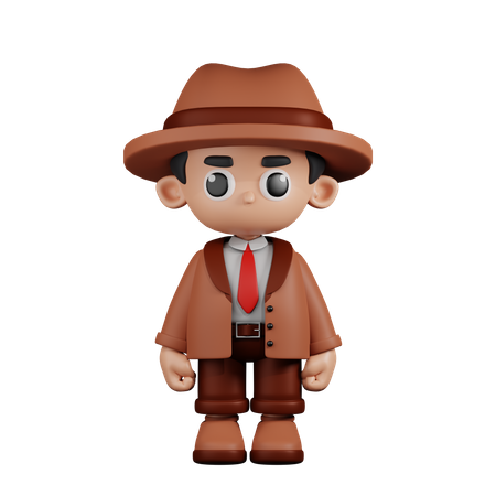 Detective de pie  3D Illustration