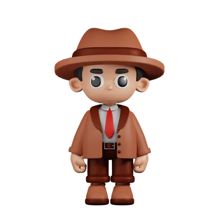 Detective de pie  3D Illustration