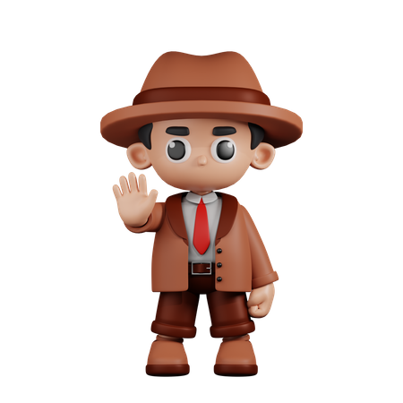 Detective Doing The Stop Sign  3D Illustration