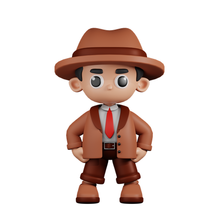 Detective en postura de héroe  3D Illustration