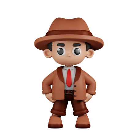 Detective en postura de héroe  3D Illustration