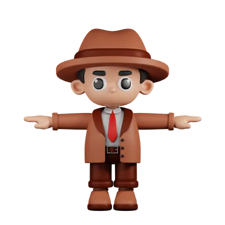 Detective en pose T  3D Illustration