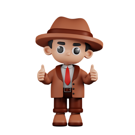 Detective Giving A Thumb Up  3D Illustration