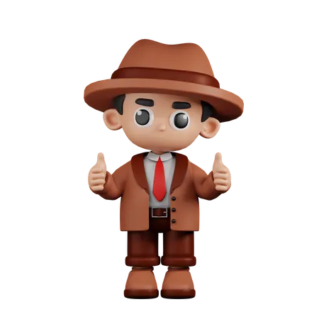 Detective Giving A Thumb Up  3D Illustration