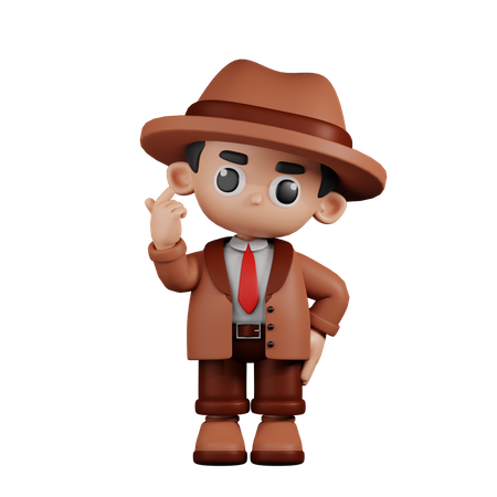 Detective Giving Mini Love  3D Illustration