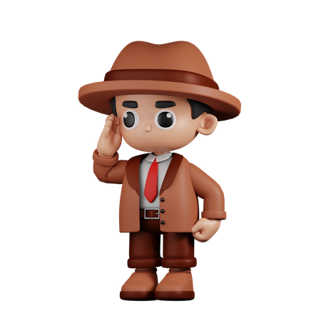 Detective Giving Salute  3D Illustration