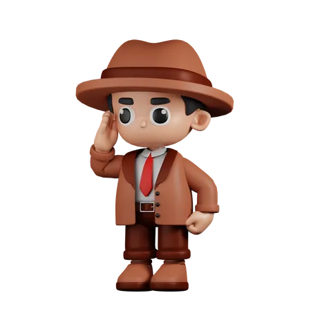 Detective Giving Salute  3D Illustration