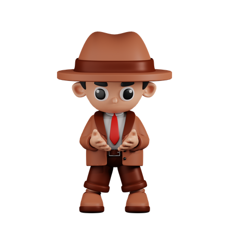 Detective Holding Something  3D Illustration