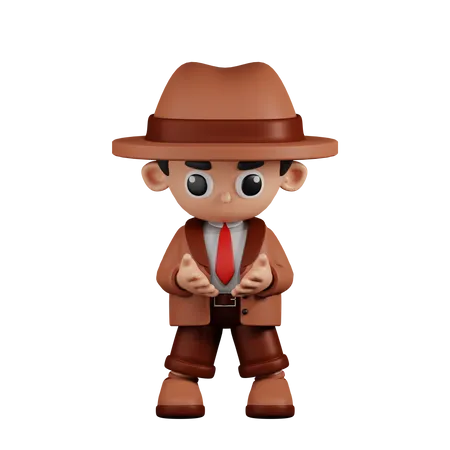 Detective Holding Something  3D Illustration