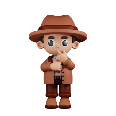 Detective In Curious Pose  3D Illustration