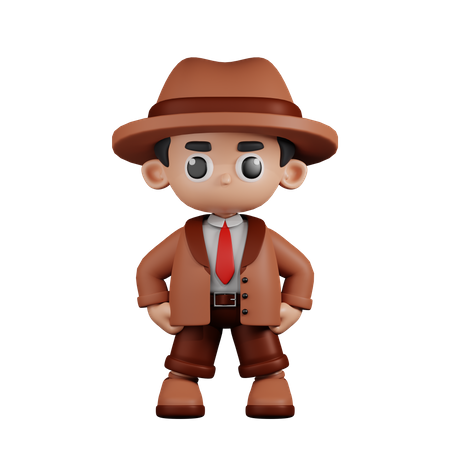 Detective In Hero Stance  3D Illustration
