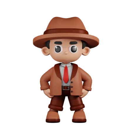 Detective In Hero Stance  3D Illustration