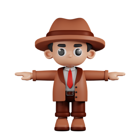 Detective In T Pose  3D Illustration