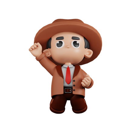 Detective Jumping In The Air  3D Icon