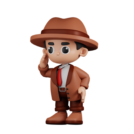 Detective Looking For Something  3D Illustration