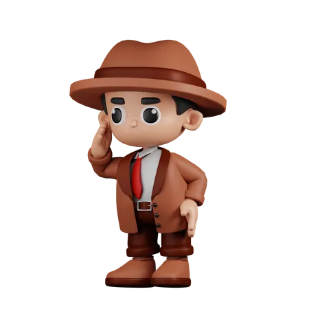 Detective Looking For Something  3D Illustration