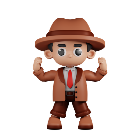 Detective Looking Strong  3D Illustration