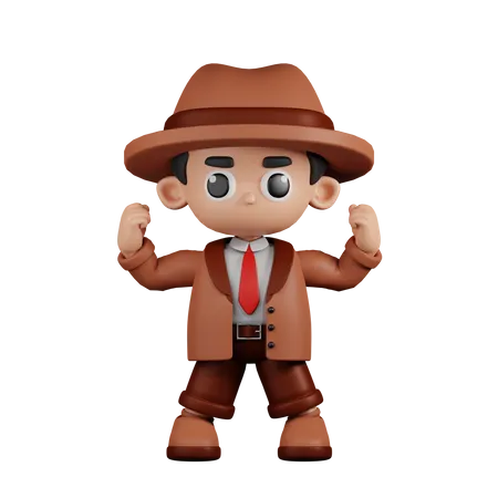 Detective Looking Strong  3D Illustration