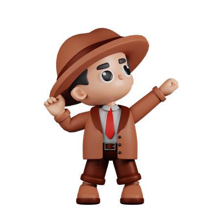 Detective Looking Victorious  3D Illustration