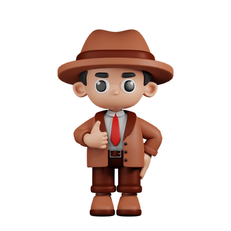 Detective mostrando el pulgar hacia arriba  3D Illustration