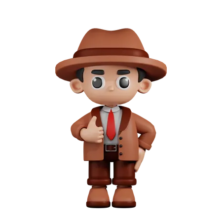 Detective mostrando el pulgar hacia arriba  3D Illustration