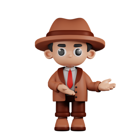 Detective Pointing To Something  3D Illustration