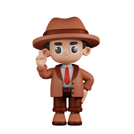 Detective Pointing Up  3D Illustration
