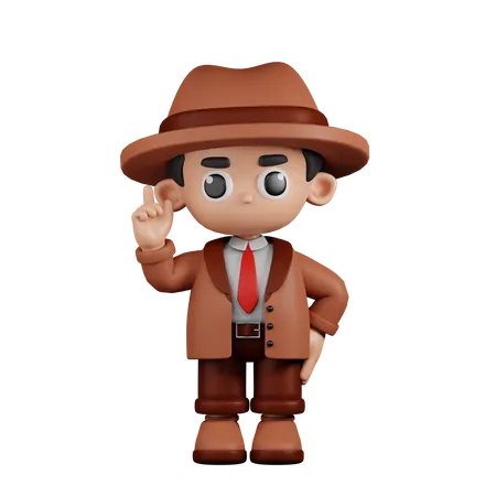 Detective Pointing Up  3D Illustration