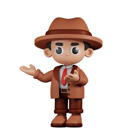 Detective Presenting  3D Illustration