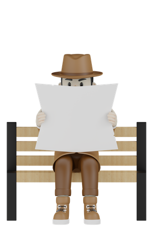 Detective Reading Newspaper  3D Icon