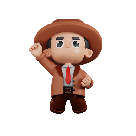 Detective saltando en el aire  3D Icon