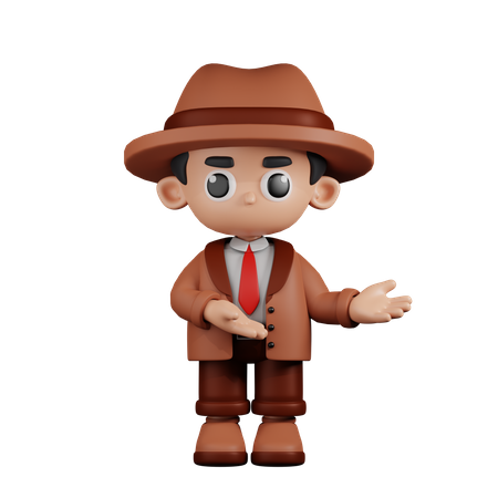 Detective señalando algo  3D Illustration