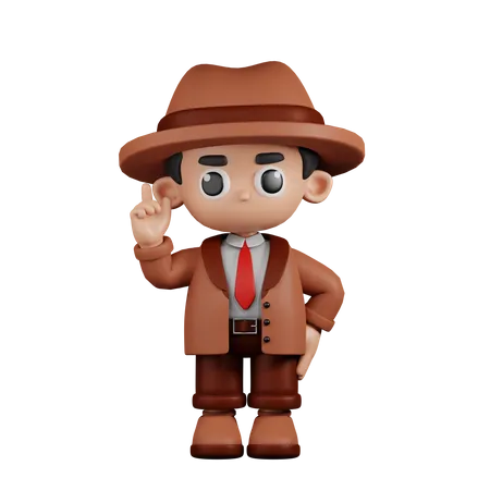 Detective apuntando hacia arriba  3D Illustration