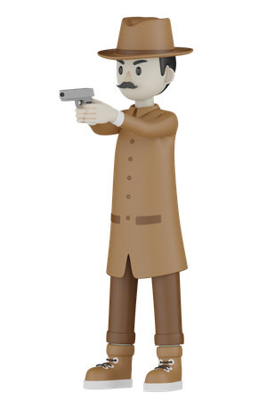 Detective Shooting  3D Illustration