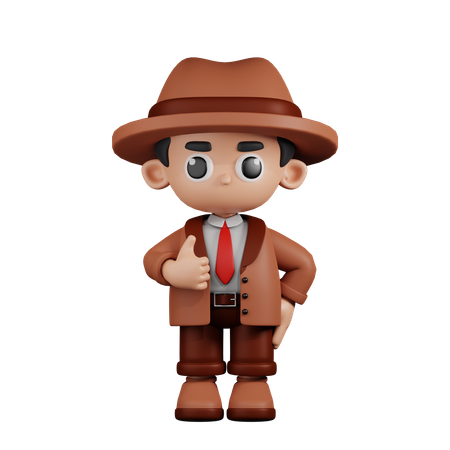 Detective Showing Thumb Up  3D Illustration