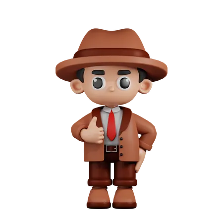 Detective Showing Thumb Up  3D Illustration