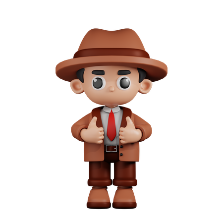 Detective Showing Thumbs Up  3D Illustration