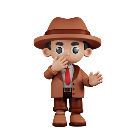 Detective sorprendido  3D Illustration