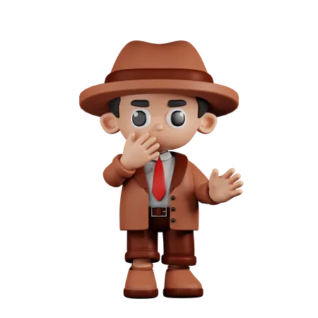 Detective sorprendido  3D Illustration