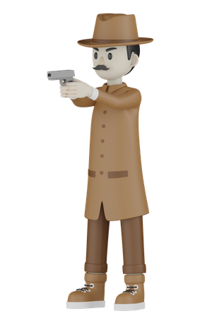 Tiroteo detective  3D Illustration