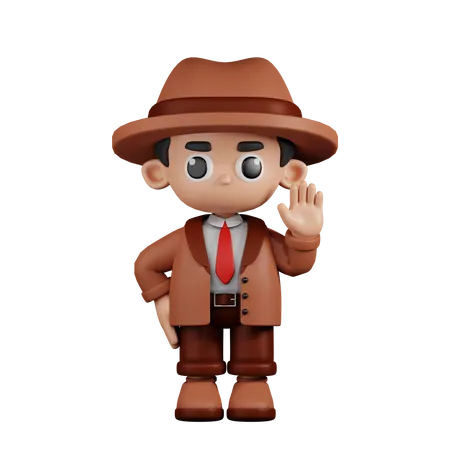 Detective With Hands Up  3D Illustration